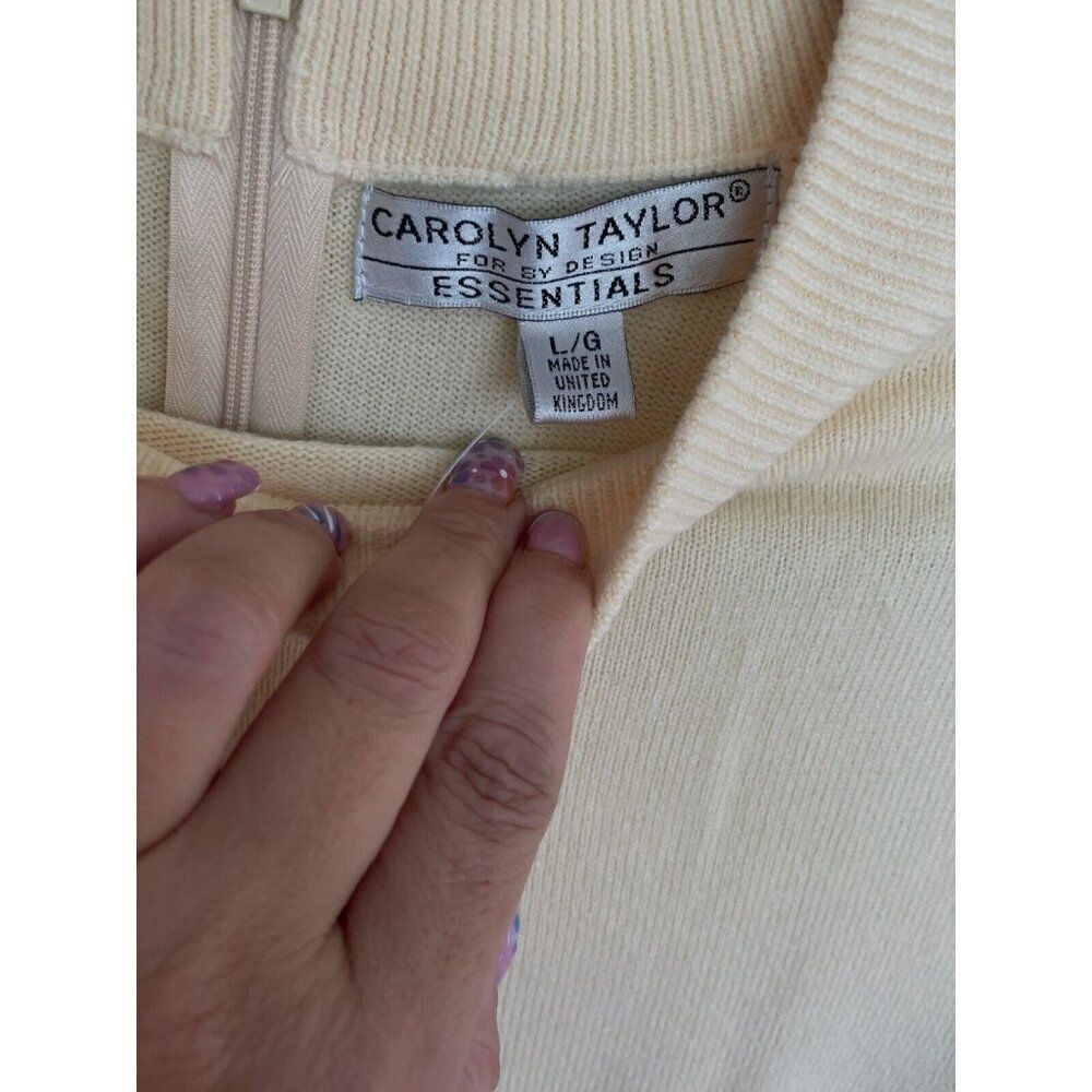 New Carolyn Taylor Sweater Top Women's Size L Yellow Long Sleeve Back Neck Zip - Picture 4 of 5